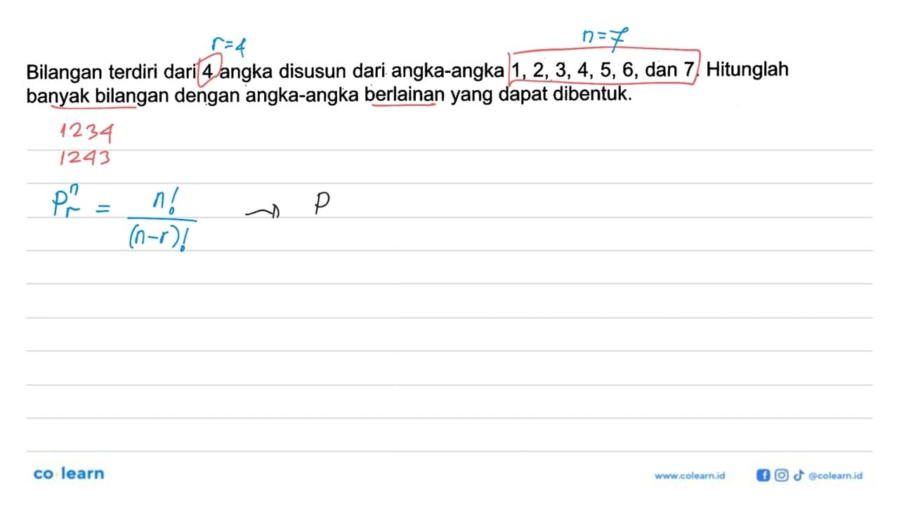 Bilangan terdiri dari 4 angka disusun dari angka-angka