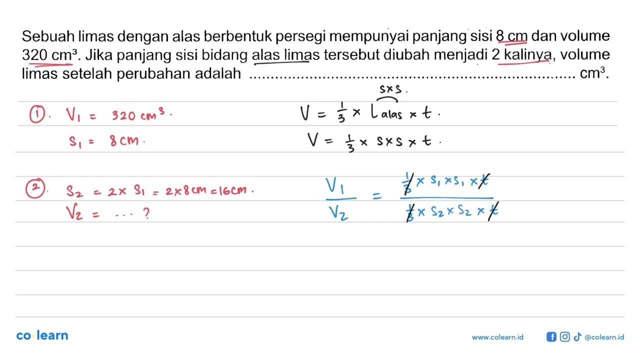 Sebuah limas dengan alas berbentuk persegi mempunyai