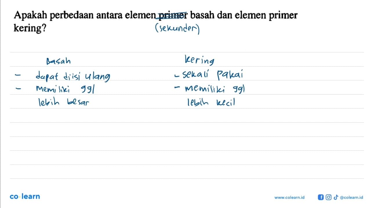 Apakah perbedaan antara elemen primer basah dan elemen