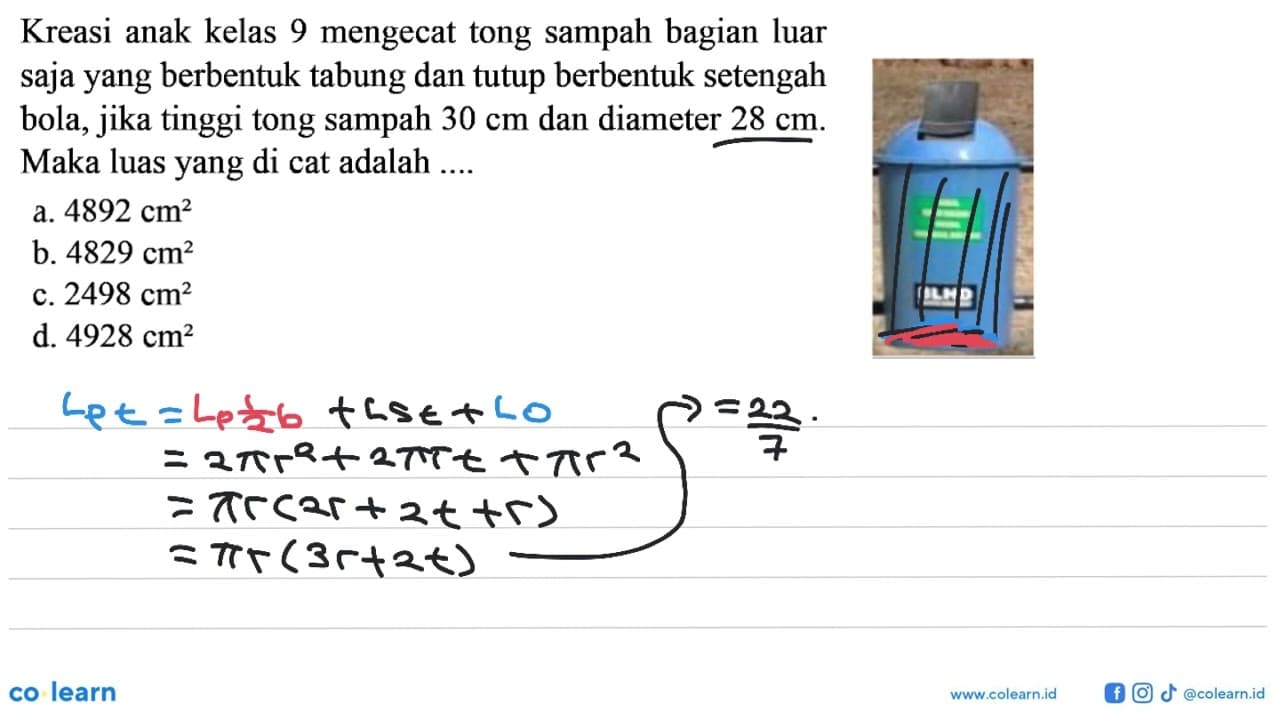 Kreasi anak kelas 9 mengecat tong sampah bagian luar saja