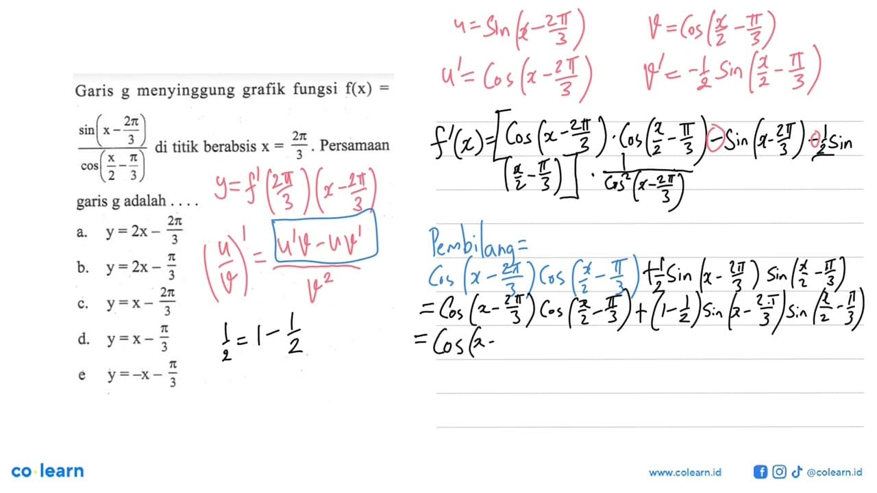 Garis g menyinggung grafik fungsi