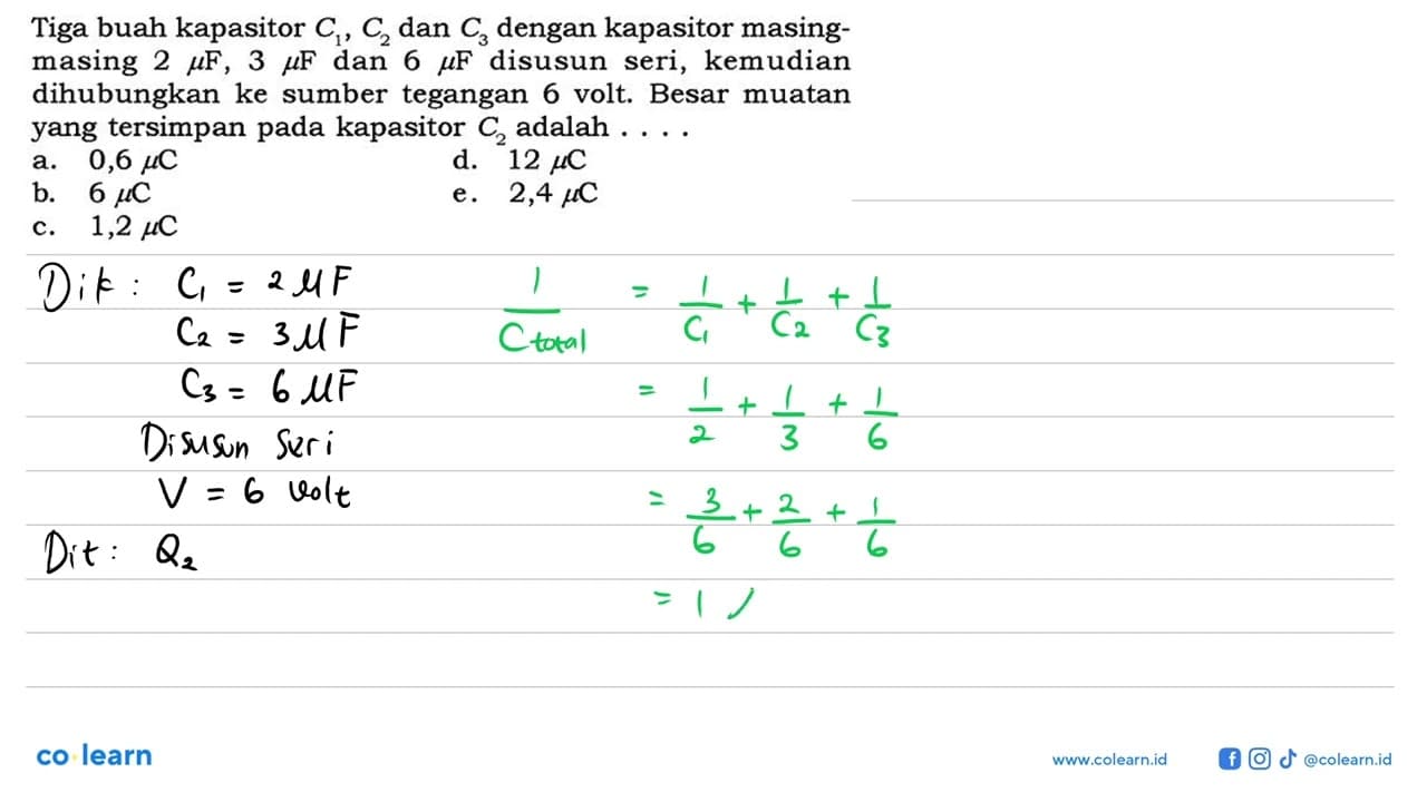 Tiga buah kapasitor C1, C2 dan C3 dengan kapasitor