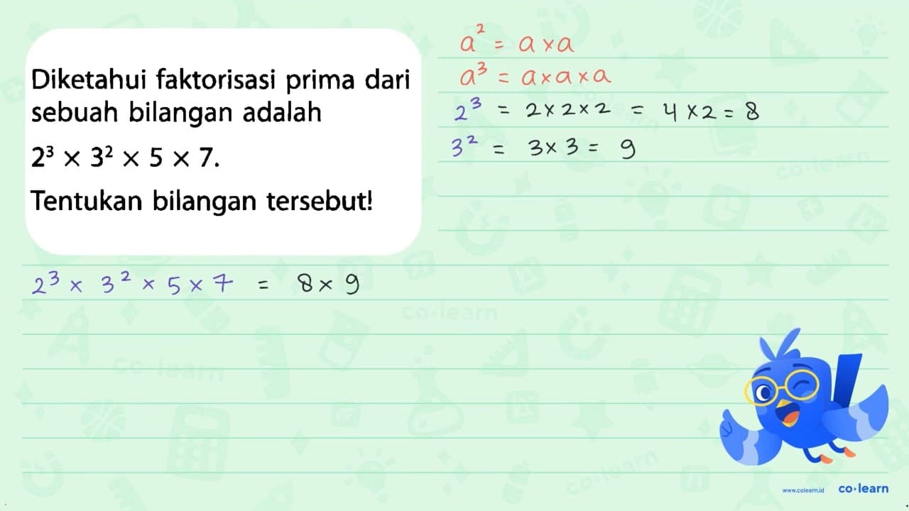 Diketahui faktorisasi prima dari sebuah bilangan adalah