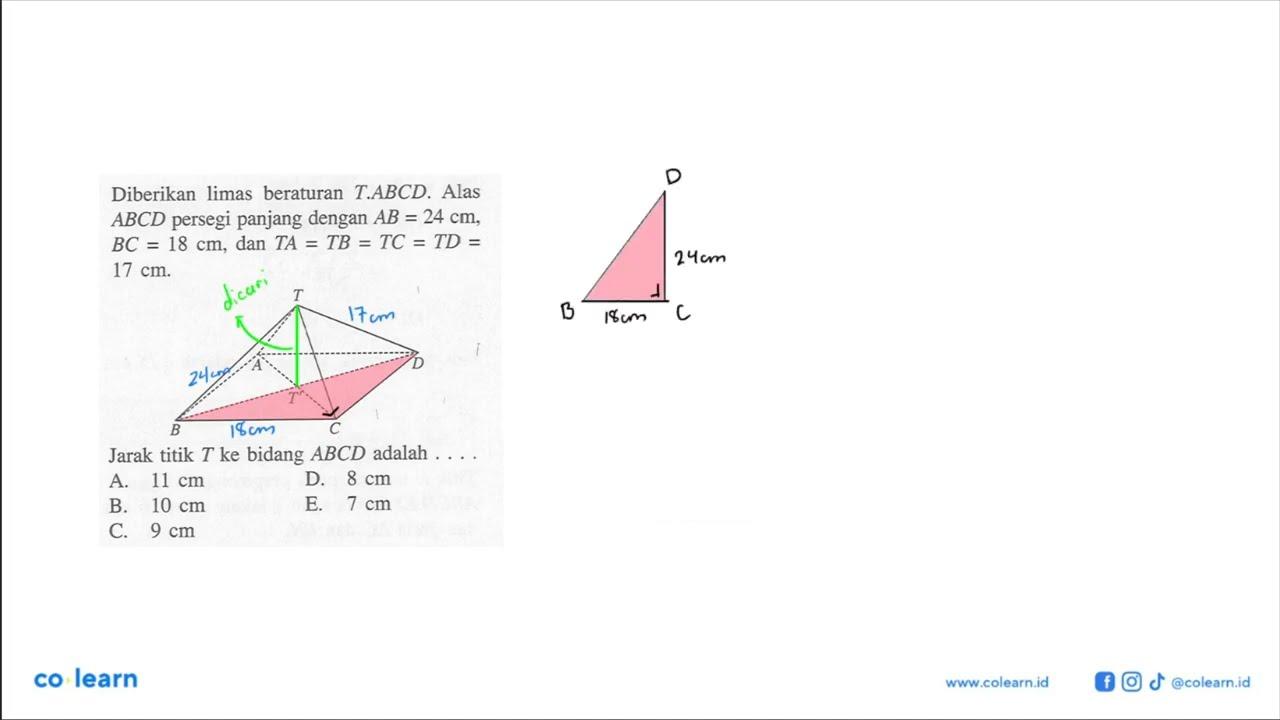Diberikan limas beraturan TABCD. Alas ABCD persegi panjang