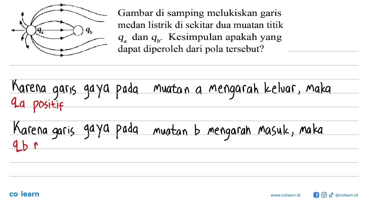 Gambar di samping melukiskan garis medan listrik di sekitar