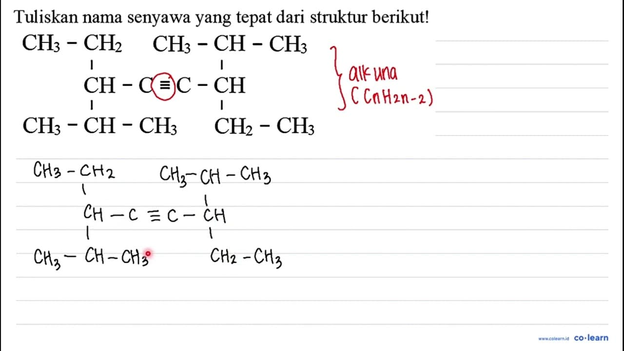 Tuliskan nama senyawa yang tepat dari struktur berikut!