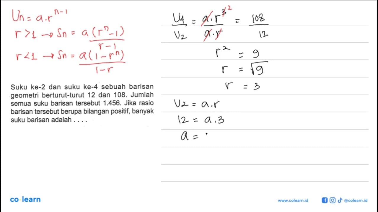 Suku ke-2 dan suku ke-4 sebuah barisan geometri