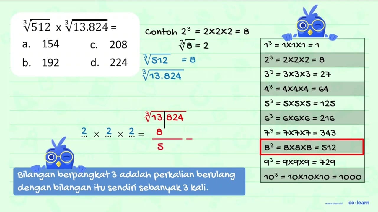 (512)^(1/3) x (13.824)^(1/3)=