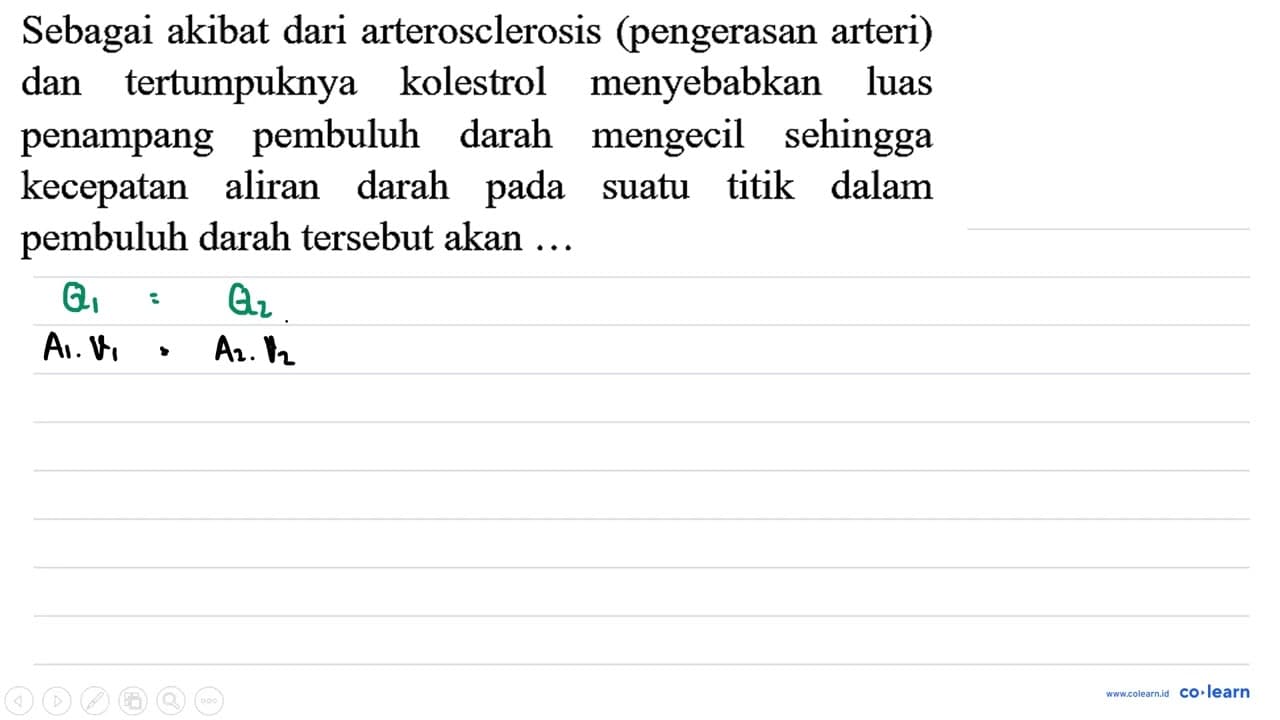 Sebagai akibat dari arterosclerosis (pengerasan arteri) dan