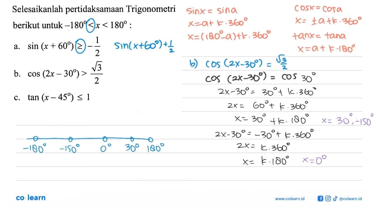 Selesaikanlah pertidaksamaan Trigonometri berikut untuk