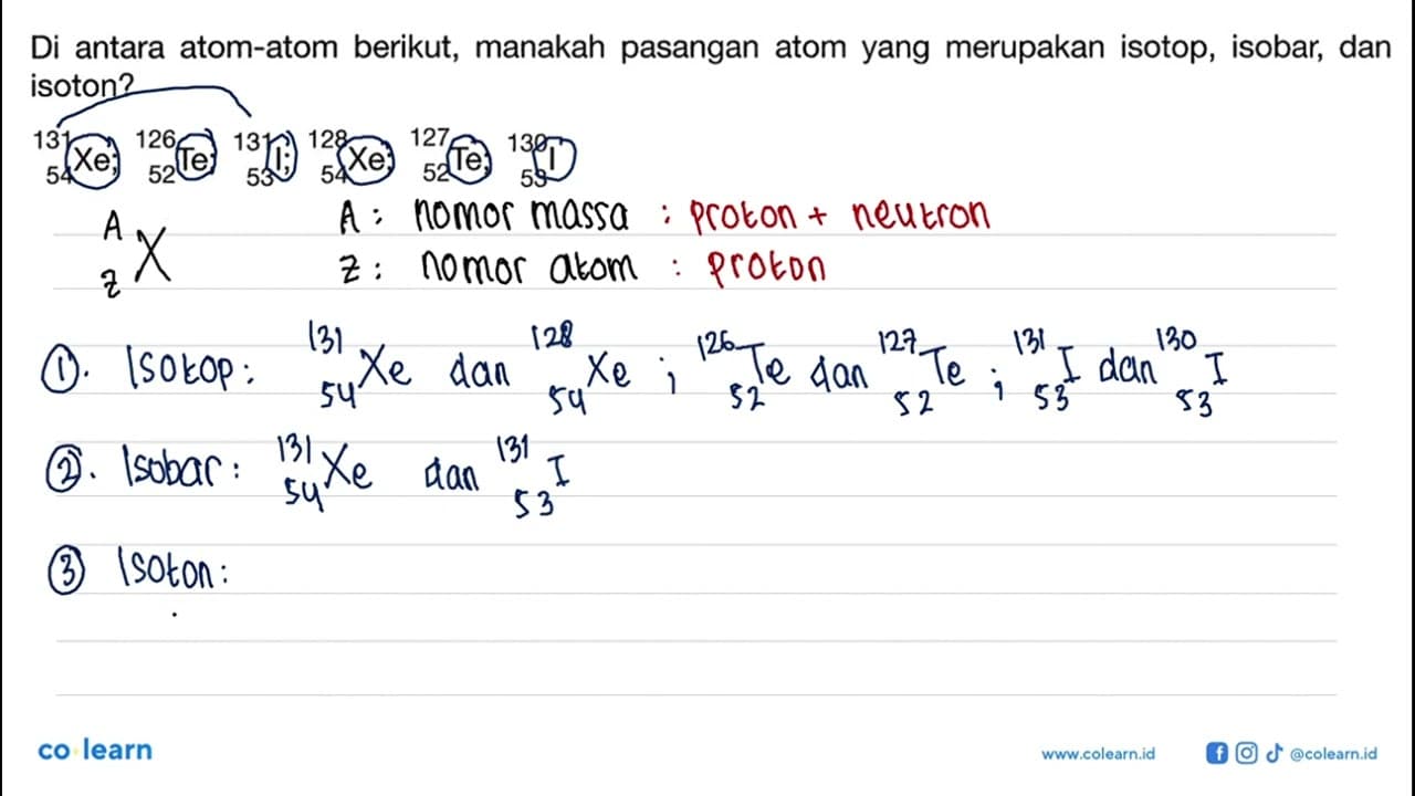 Di antara atom-atom berikut, manakah pasangan atom yang