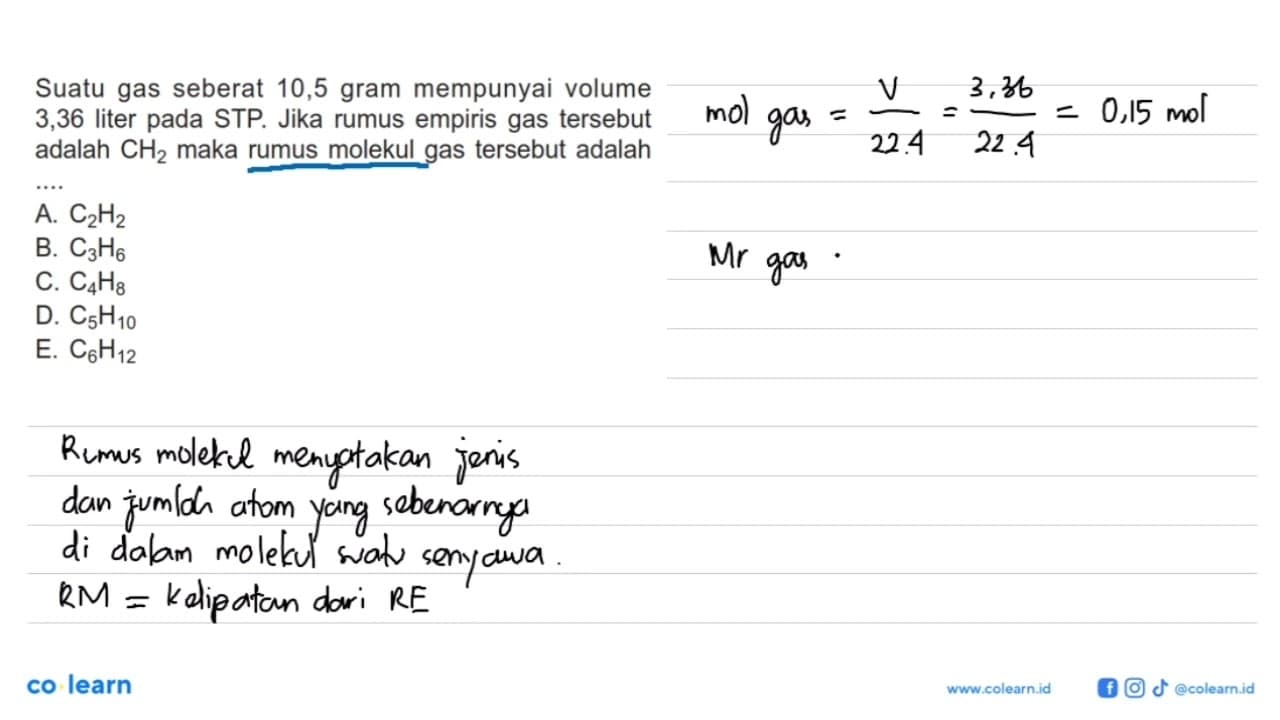 Suatu gas seberat 10,5 gram mempunyai volume 3,36 liter