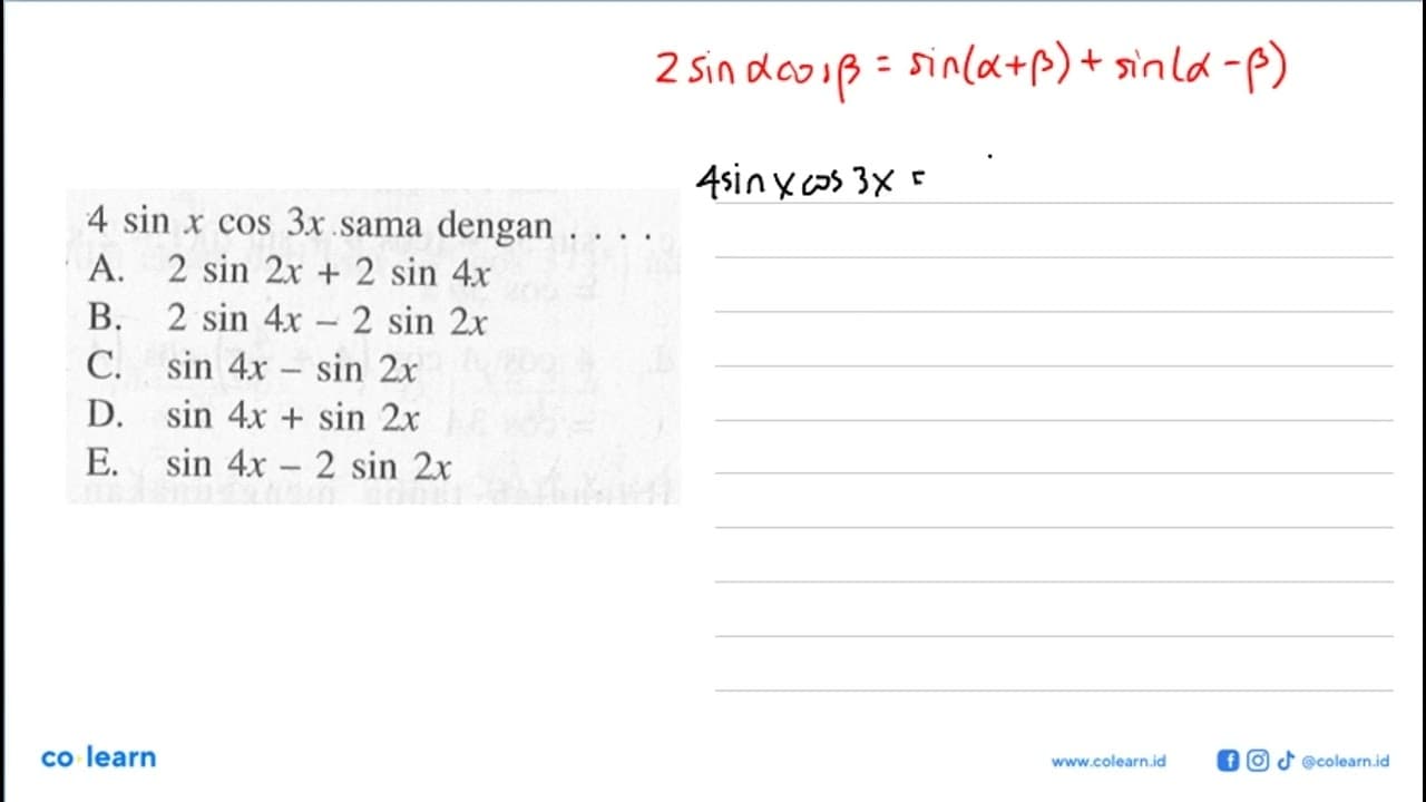 4 sinx cos3x sama dengan...