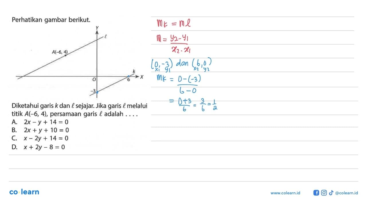 Perhatikan gambar berikut. Diketahui garis k dan l sejajar.