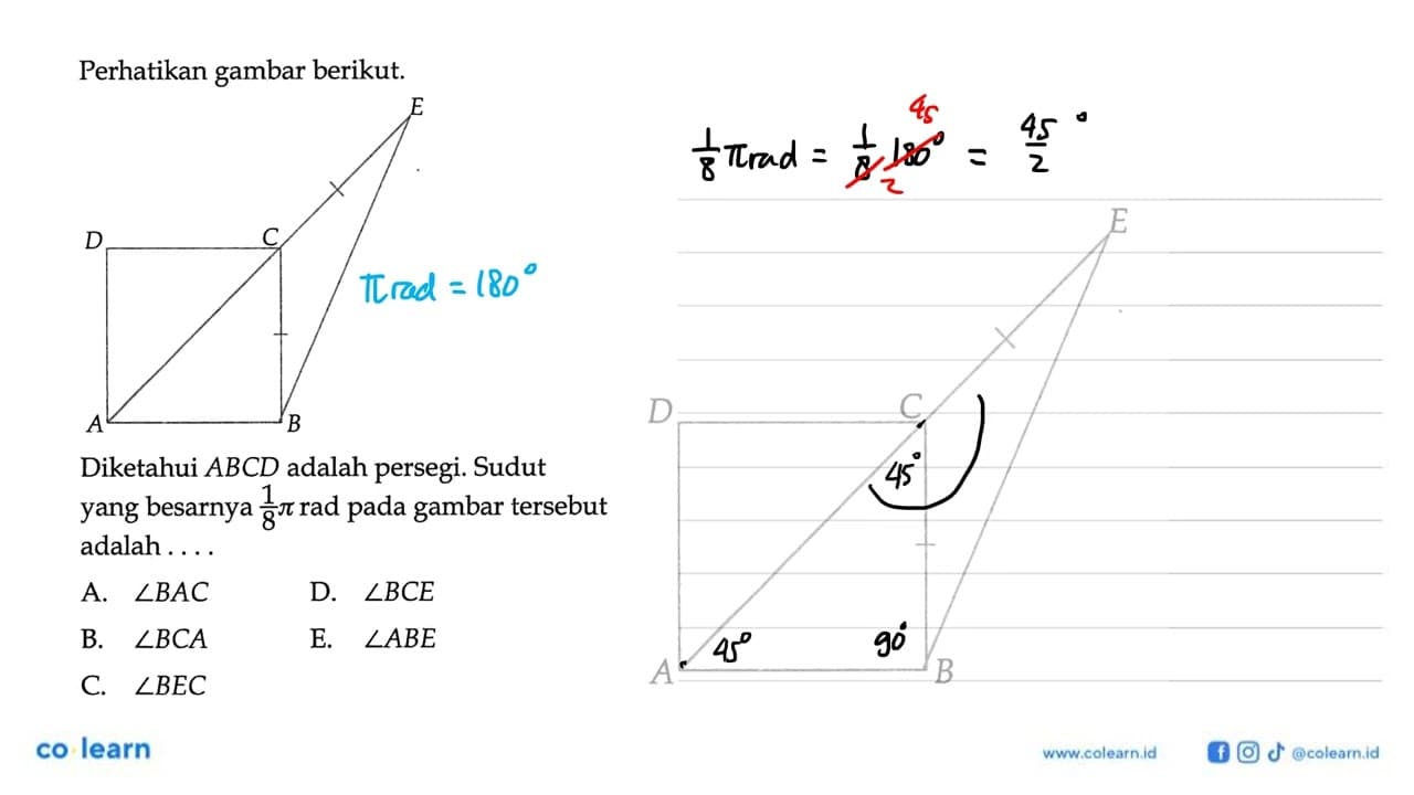 Perhatikan gambar berikut. Diketahui ABCD adalah persegi.