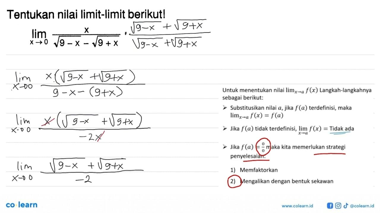 Tentukan nilai limit-limit berikutllim x -> 0