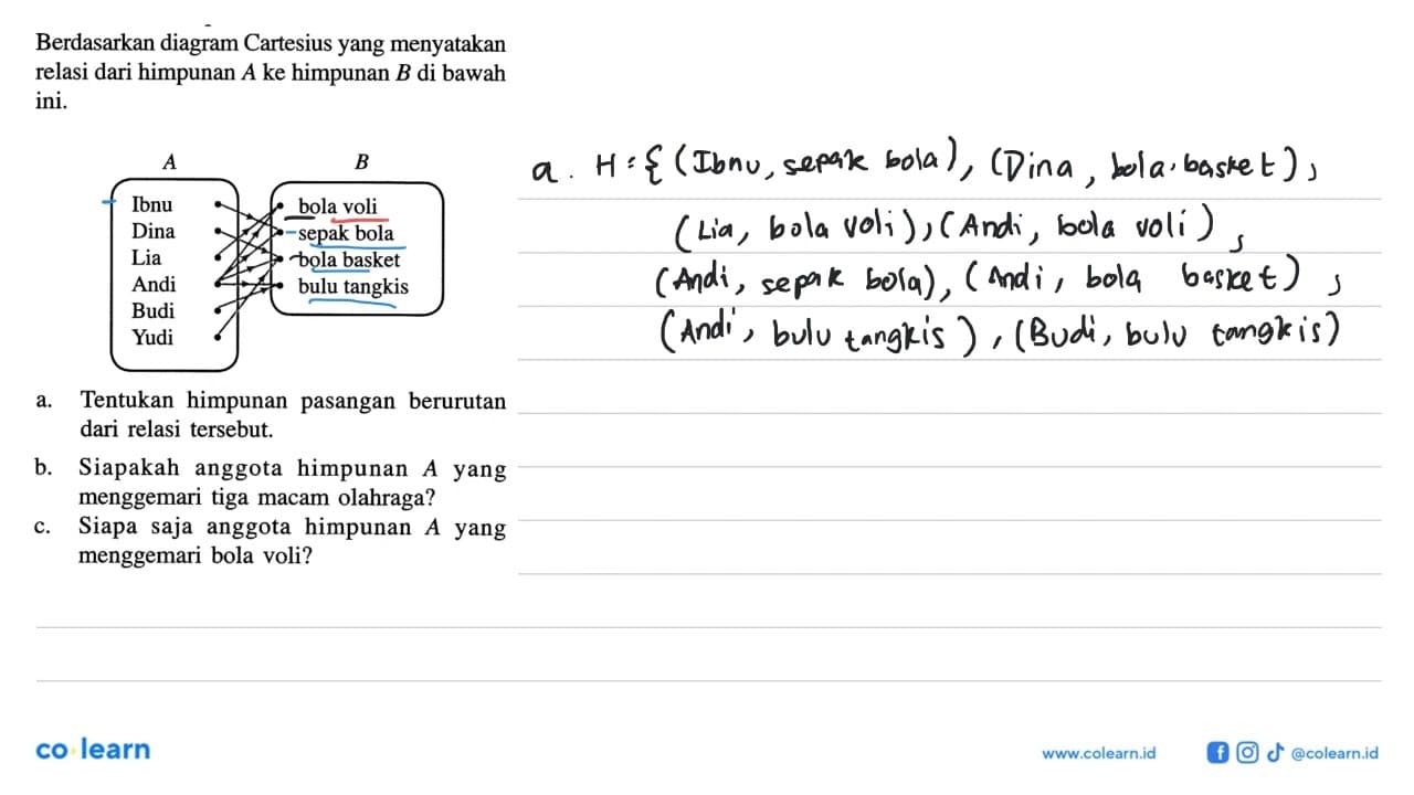 Berdasarkan diagram Cartesius yang menyatakan relasi dari