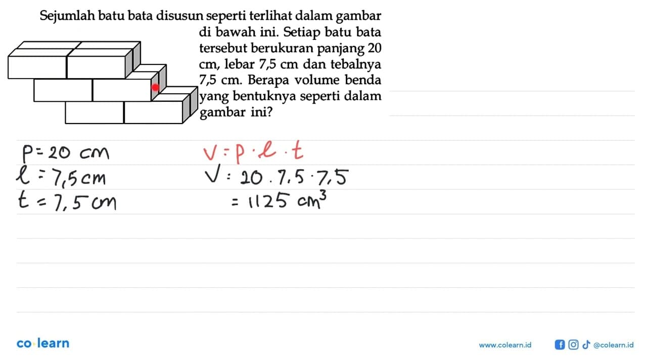 Sejumlah batu bata disusun seperti terlihat dalam gambar di