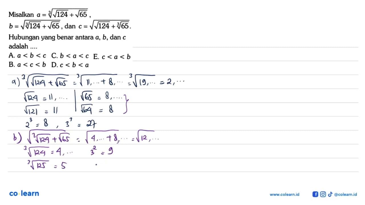 Misalkan a=(akar(124)+akar(65))^(1/3),