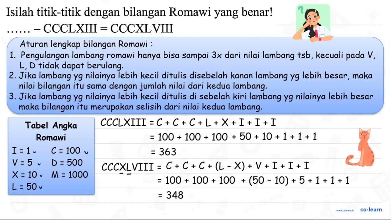 Isilah titik-titik dengan bilangan Romawi yang benar! -