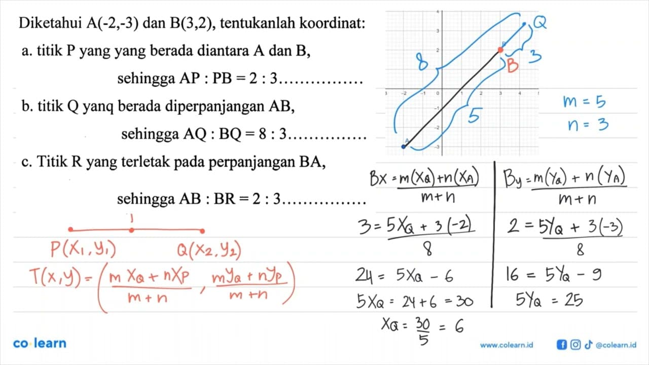 Diketahui A(-2, -3) dan B(3, 2), tentukanlah koordinat:a.