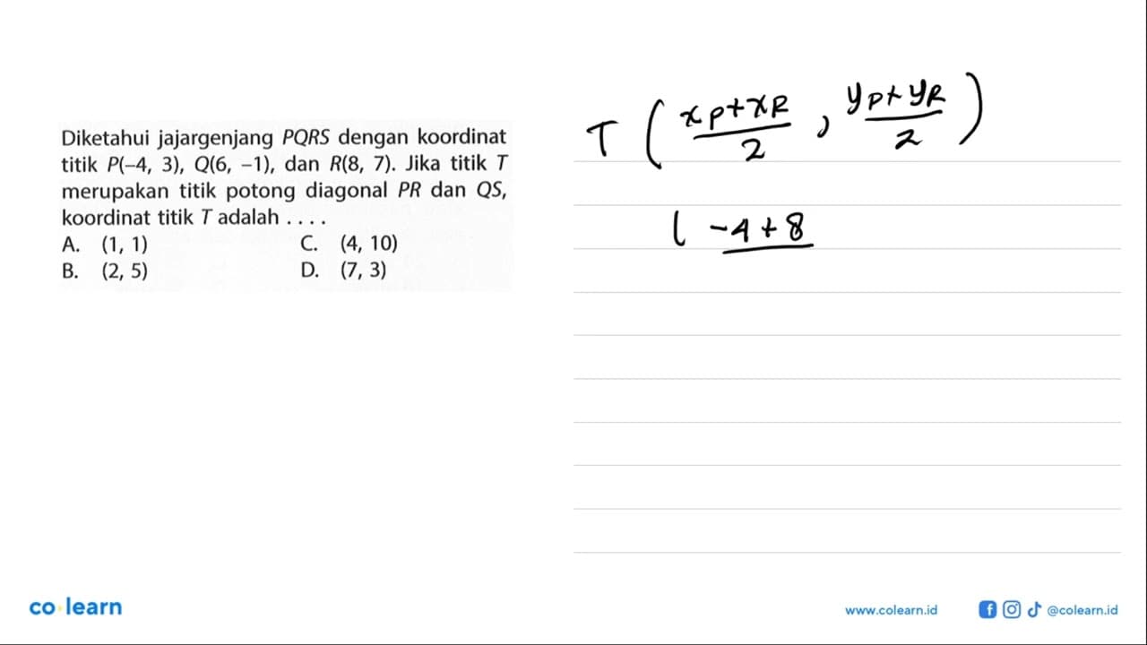 Diketahui jajargenjang PQRS dengan koordinat titik P(-4,