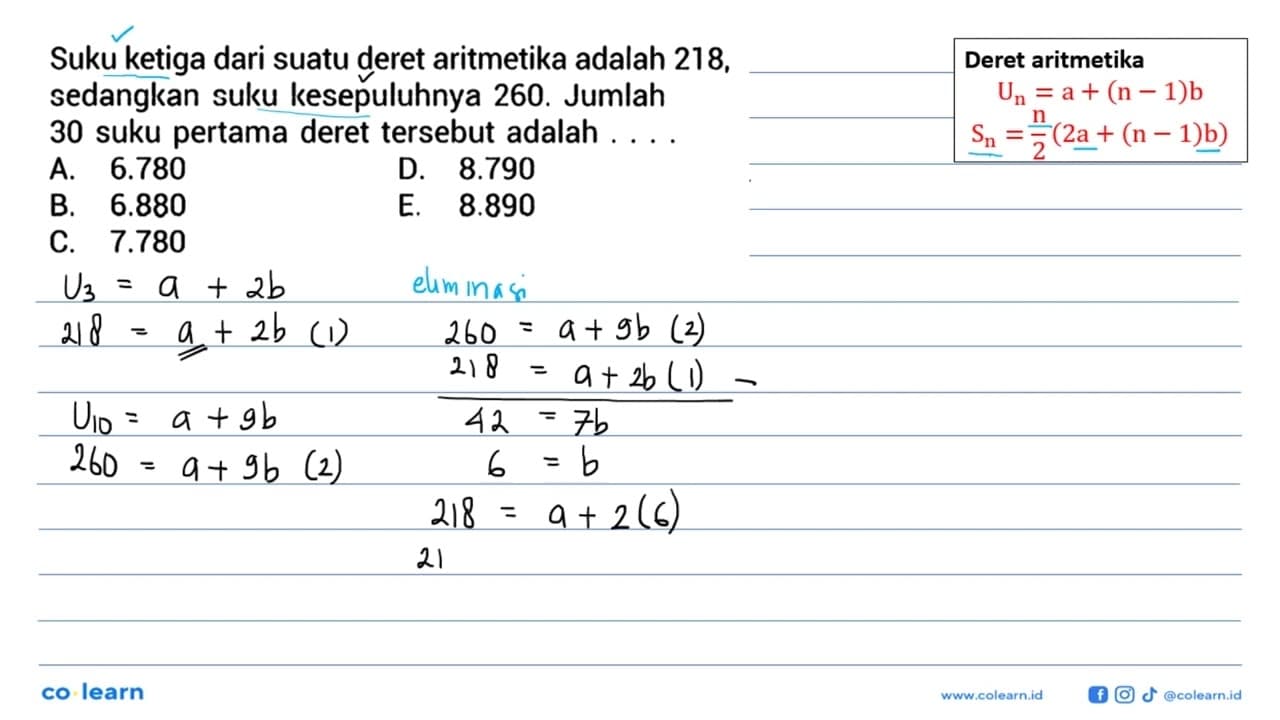 Suku ketiga dari suatu deret aritmetika adalah