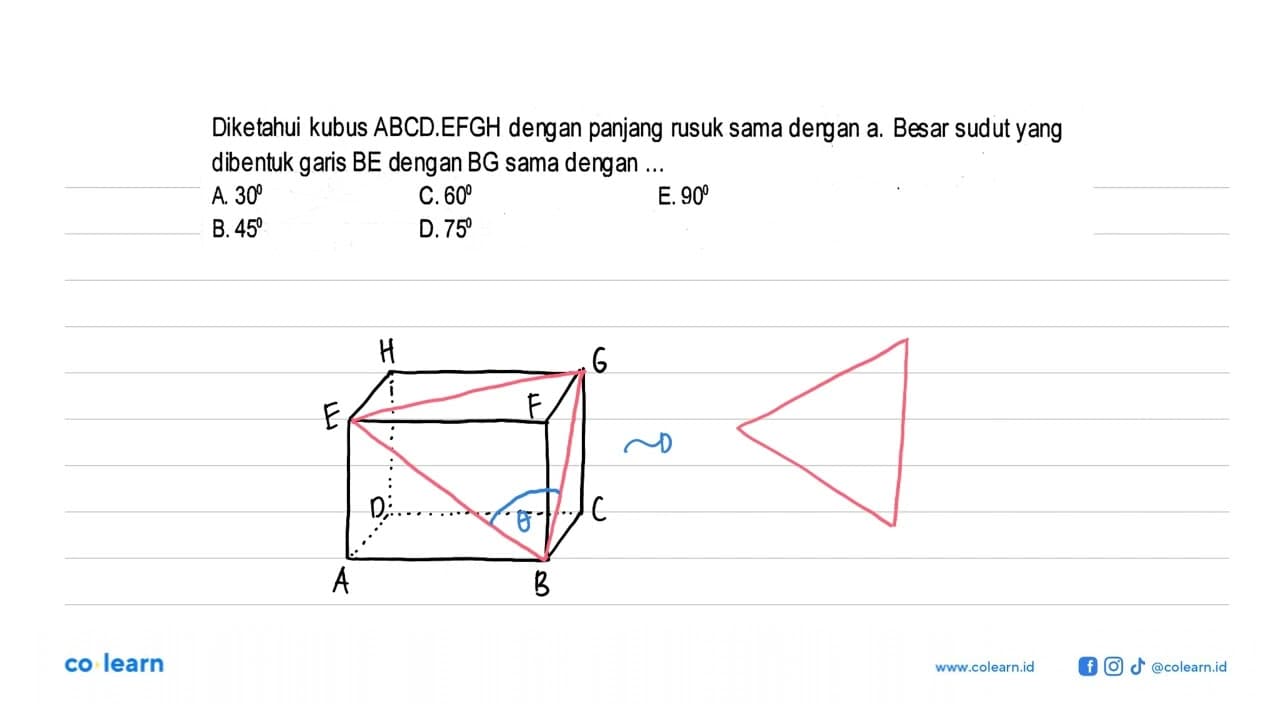 Diketahui kubus ABCD.EFGH dergan panjang rusuk sama dergan