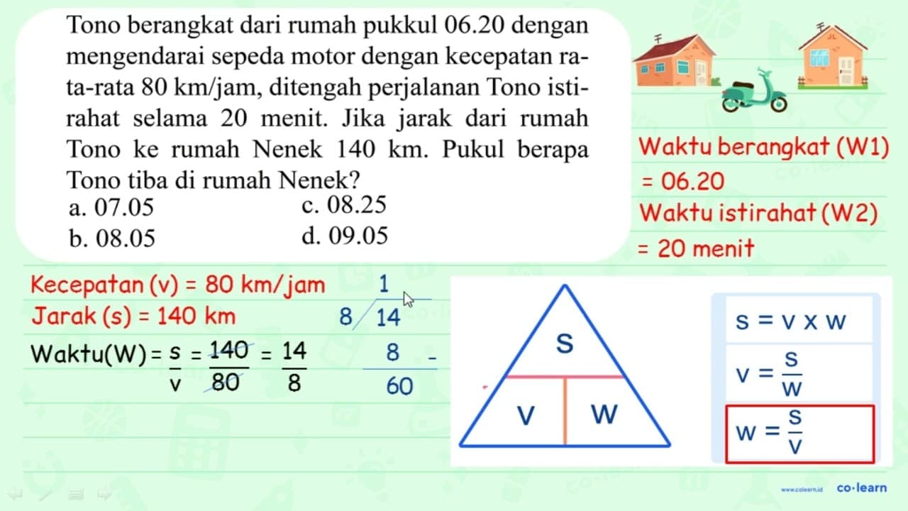 Tono berangkat dari rumah pukkul 06.20 dengan mengendarai