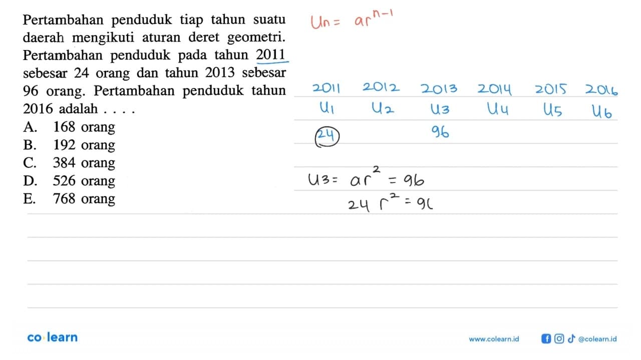 Pertambahan penduduk tiap tahun suatu daerah mengikuti