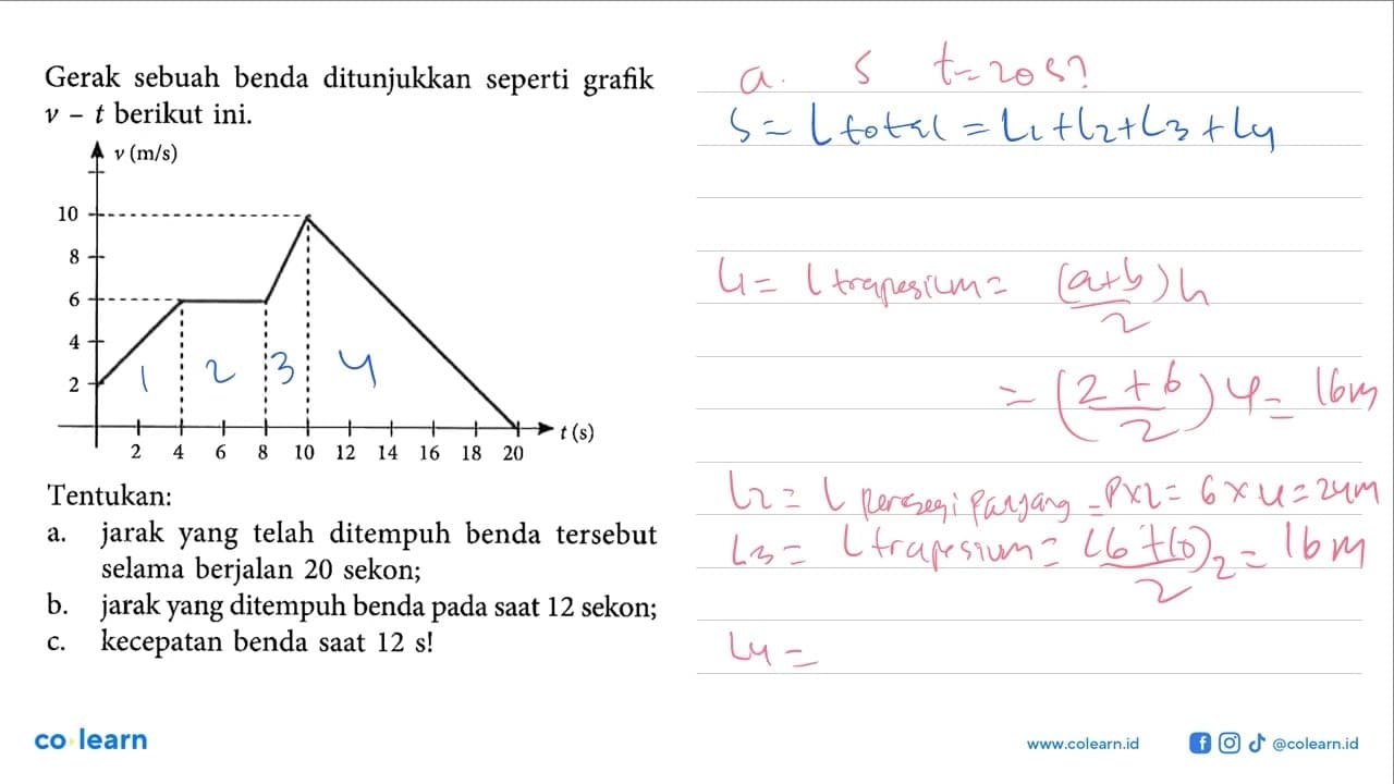 Gerak sebuah benda ditunjukkan seperti grafik v-t berikut