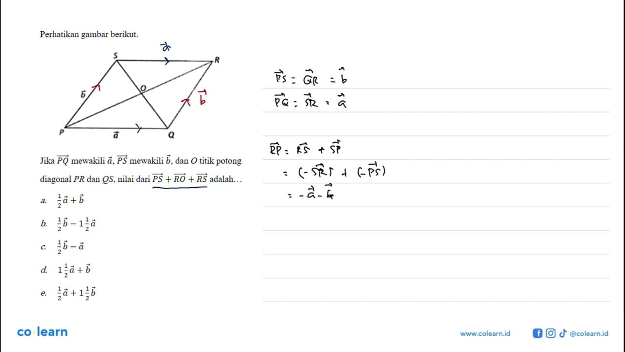 Perhatikan gambar berikut.Jika PQ mewakili a,PS mewakili b