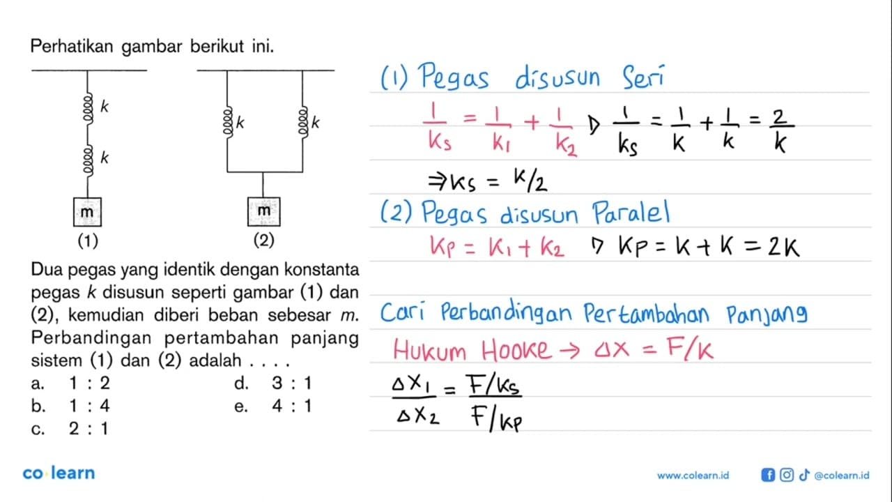 Perhatikan gambar berikut ini. k k k k m m (1) (2) Dua