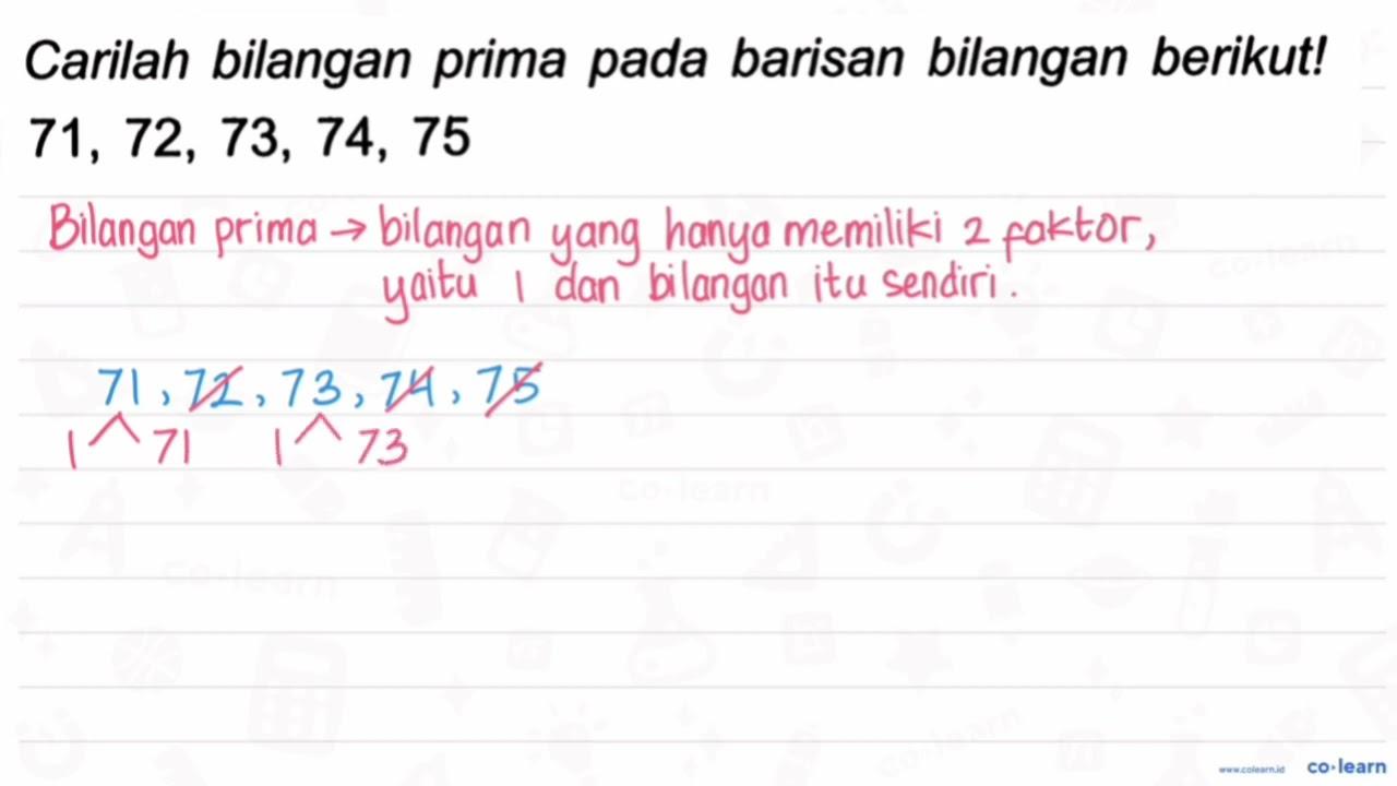 Carilah bilangan prima pada barisan bilangan berikut!