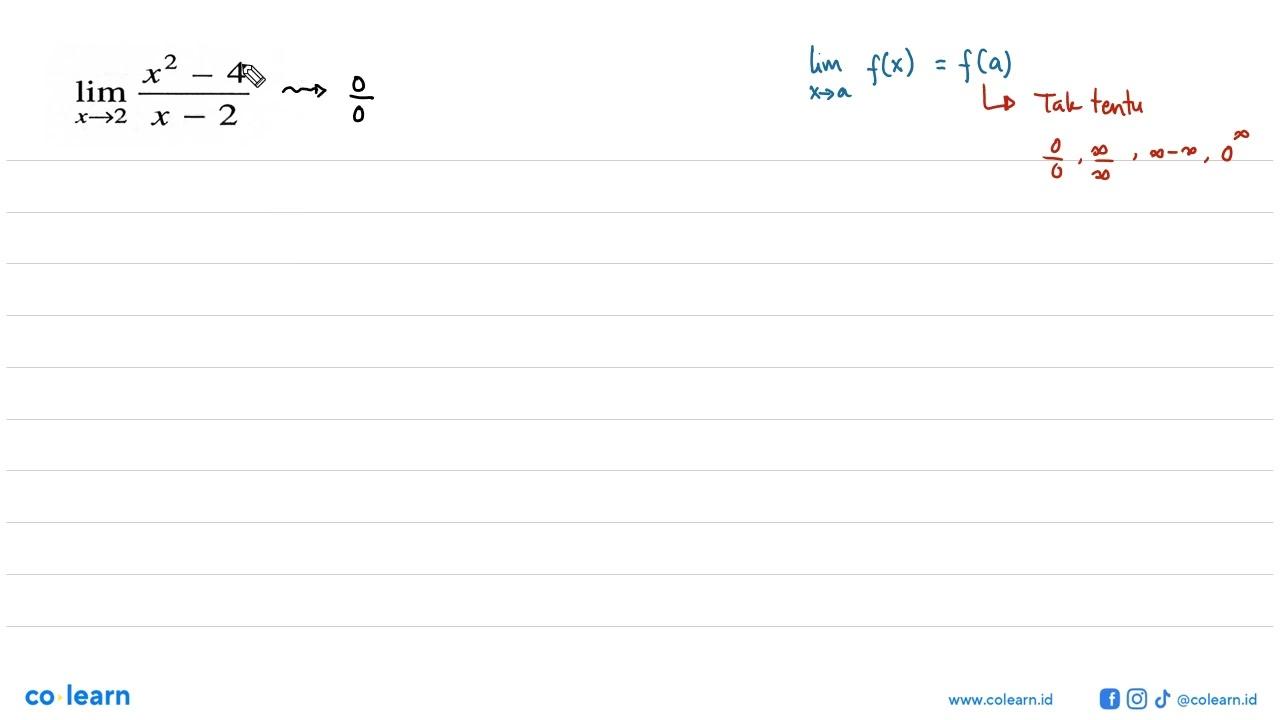 lim x->2 (x^2-4)/(x-2)