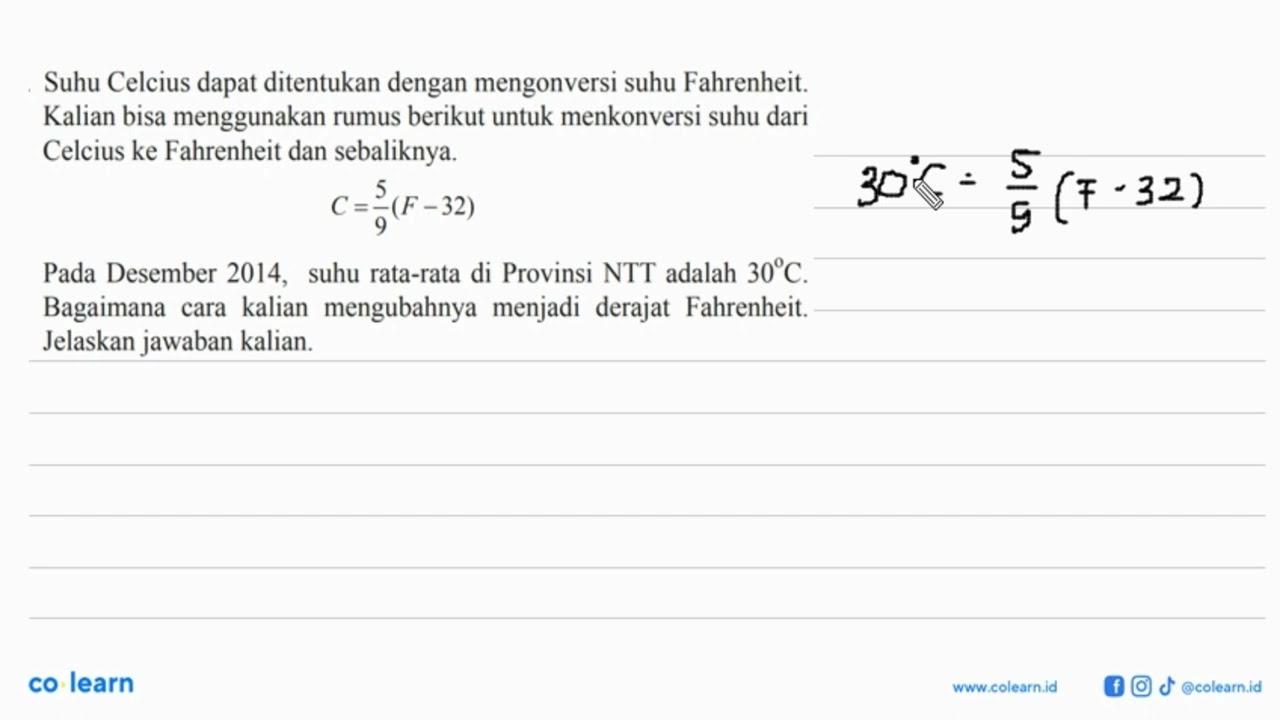 Suhu Celcius dapat ditentukan dengan mengonversi suku