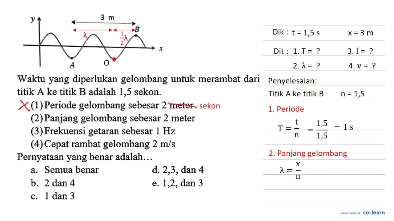 Waktu yang diperlukan gelombang untuk merambat dari titik A