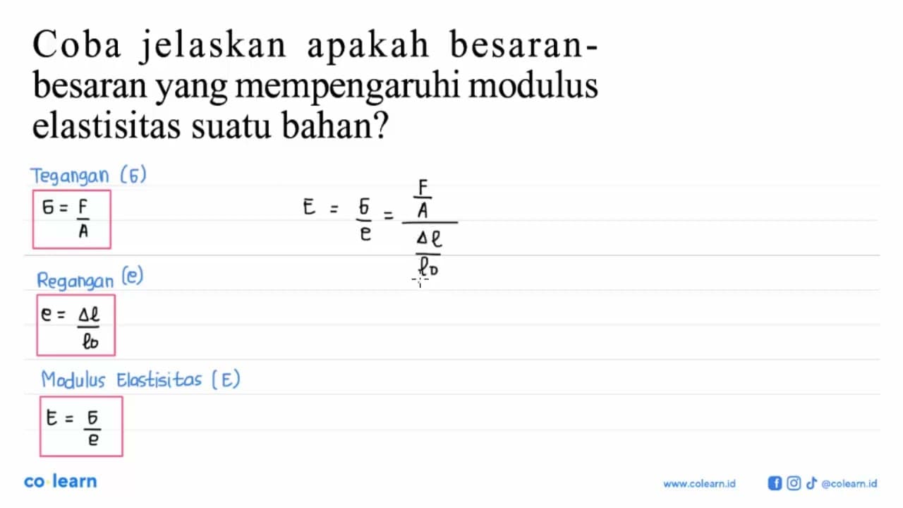 Coba jelaskan apakah besaran-besaran yang mempengaruhi