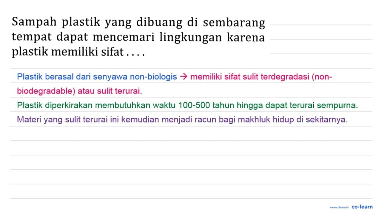 Sampah plastik yang dibuang di sembarang tempat dapat