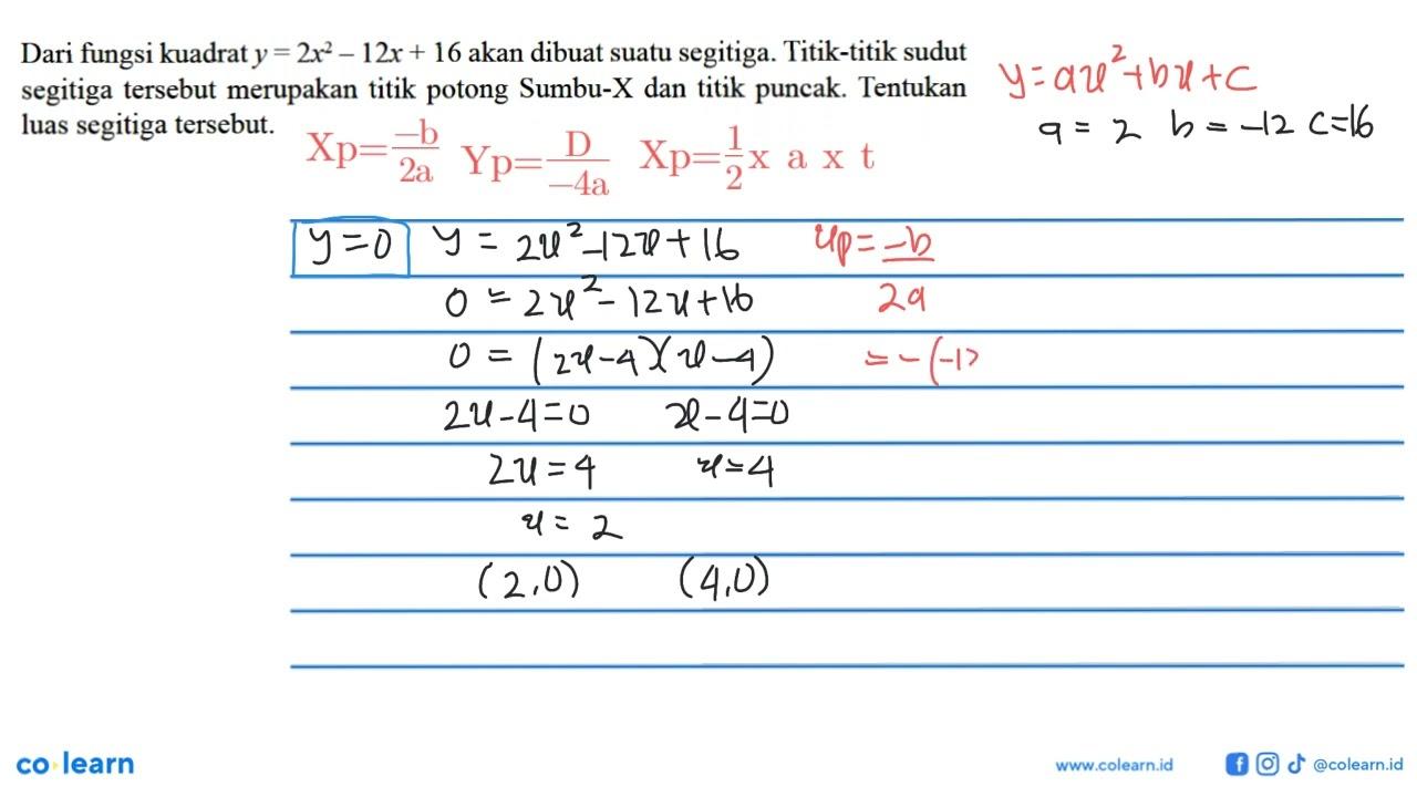 Dari fungsi kuadrat y = 2x^2 - 12x + 6 akan dibuat suatu