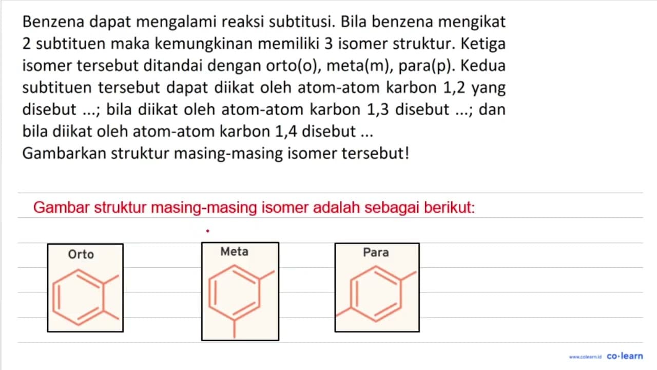 Benzena dapat mengalami reaksi subtitusi. Bila benzena