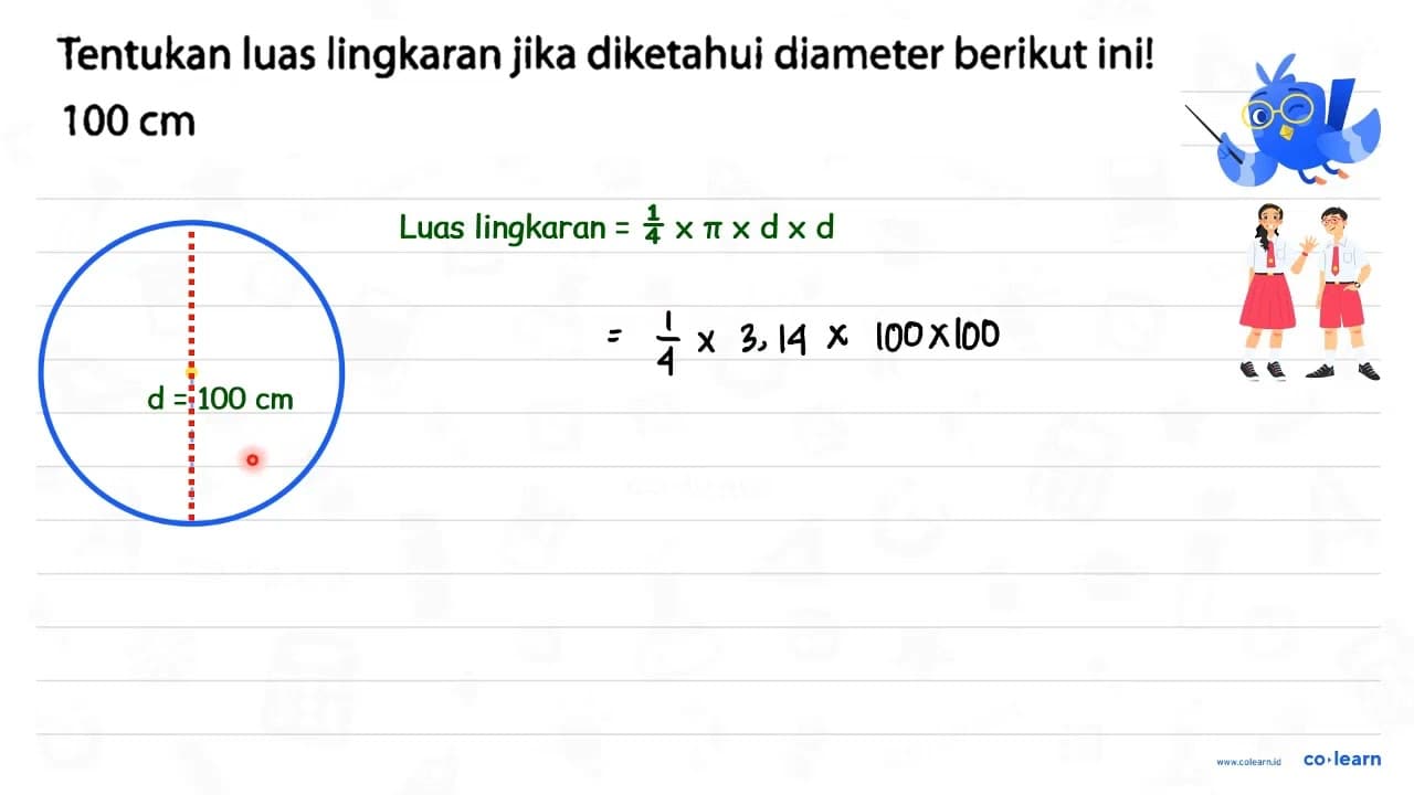 Tentukan luas lingkaran jika diketahui diameter berikut