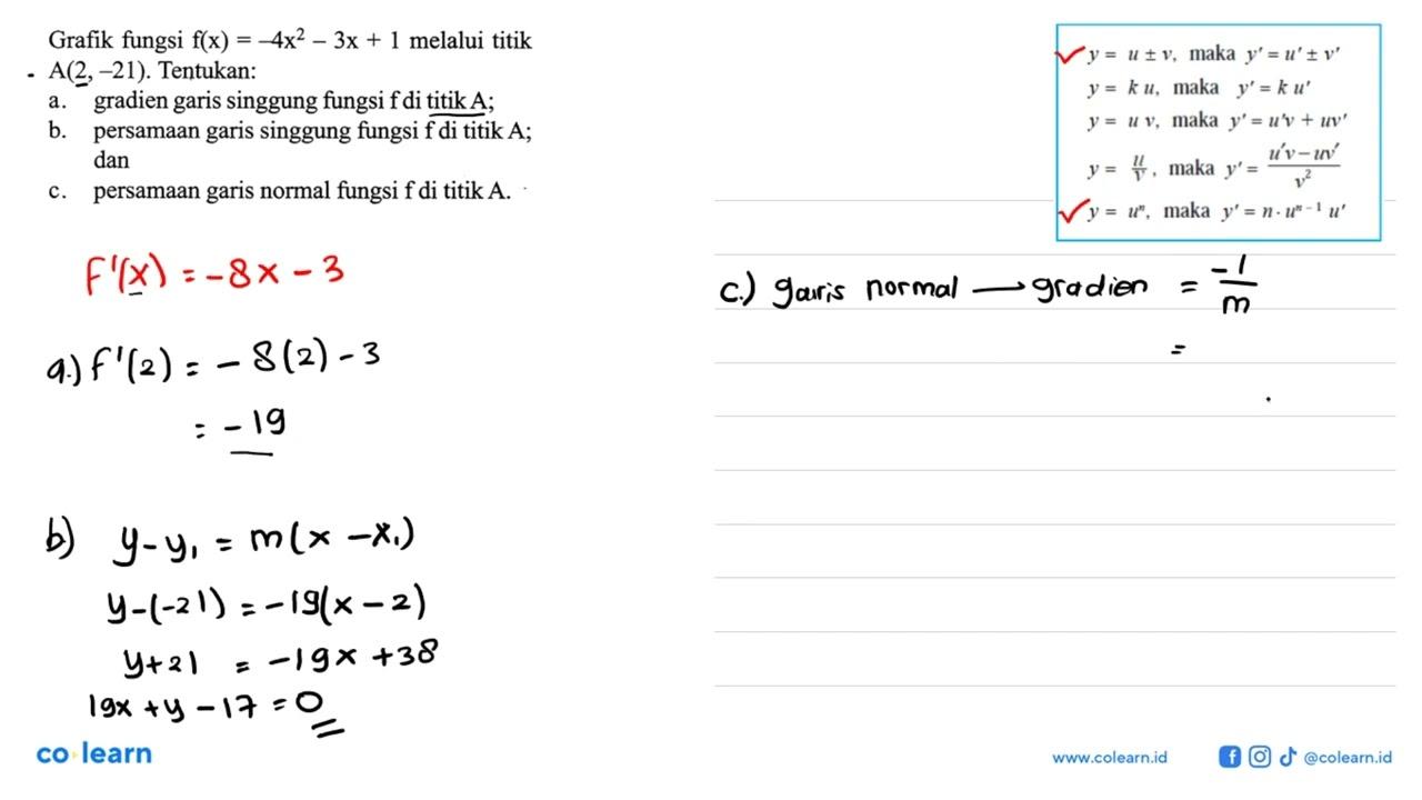 Grafik fungsi (f)((x))=-4 (x)^2-3 (x)+1 melalui titik