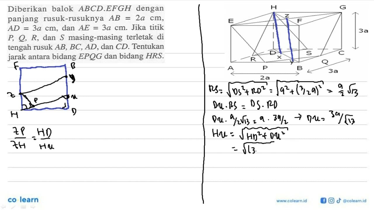 Diberikan balok ABCD.EFGH dengan panjang rusuk-rusuknya