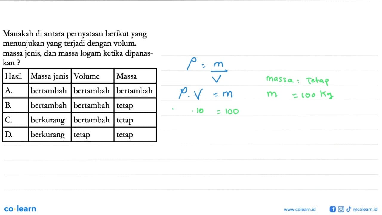 Manakah di antara pernyataan berikut yang menunjukan yang