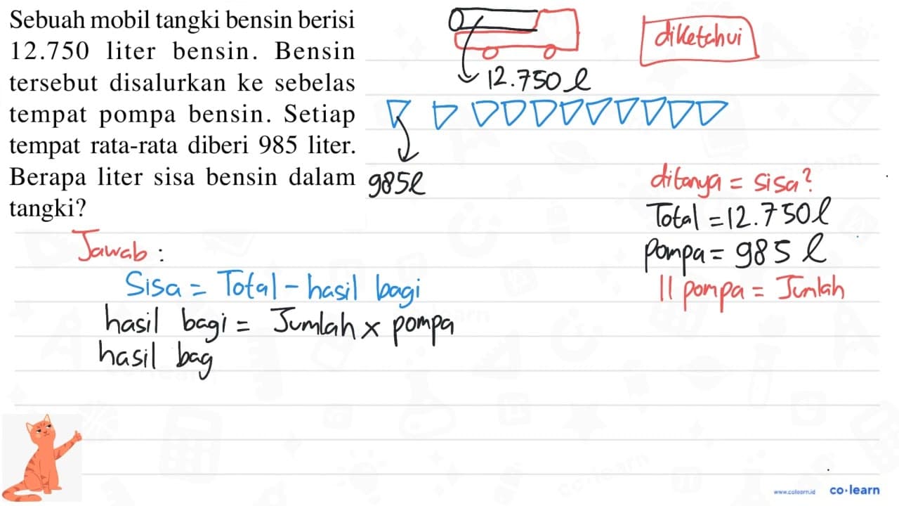 Sebuah mobil tangki bensin berisi 12.750 liter bensin.