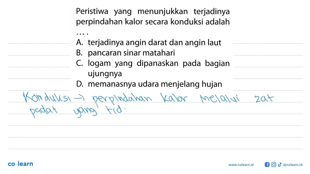 Peristiwa yang menunjukkan terjadinya perpindahan kalor