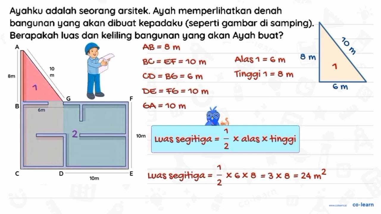 Ayahku adalah seorang arsitek. Ayah memperlihatkan denah