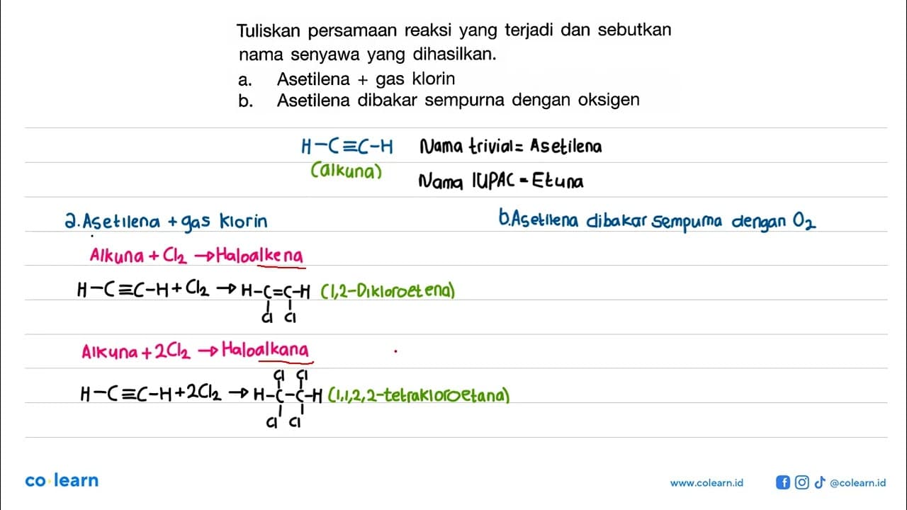 Tuliskan persamaan reaksi yang terjadi dan sebutkan nama