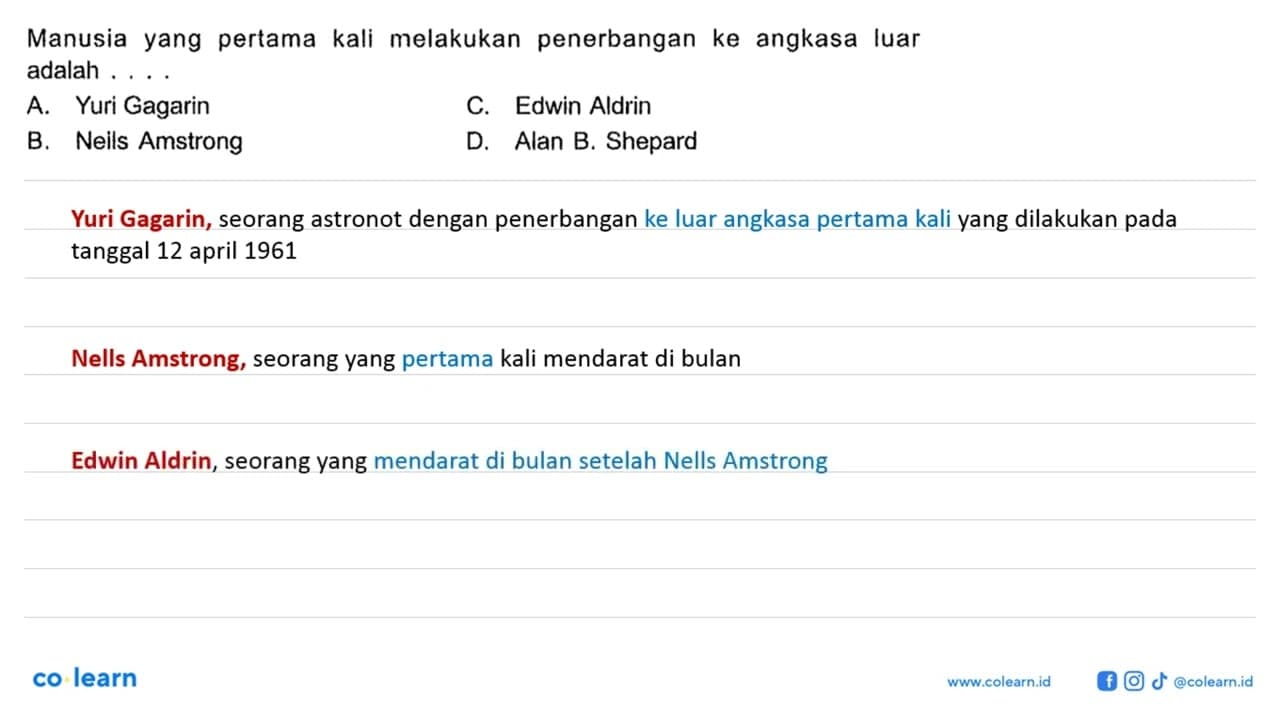 Manusia yang pertama kali melakukan penerbangan ke angkasa